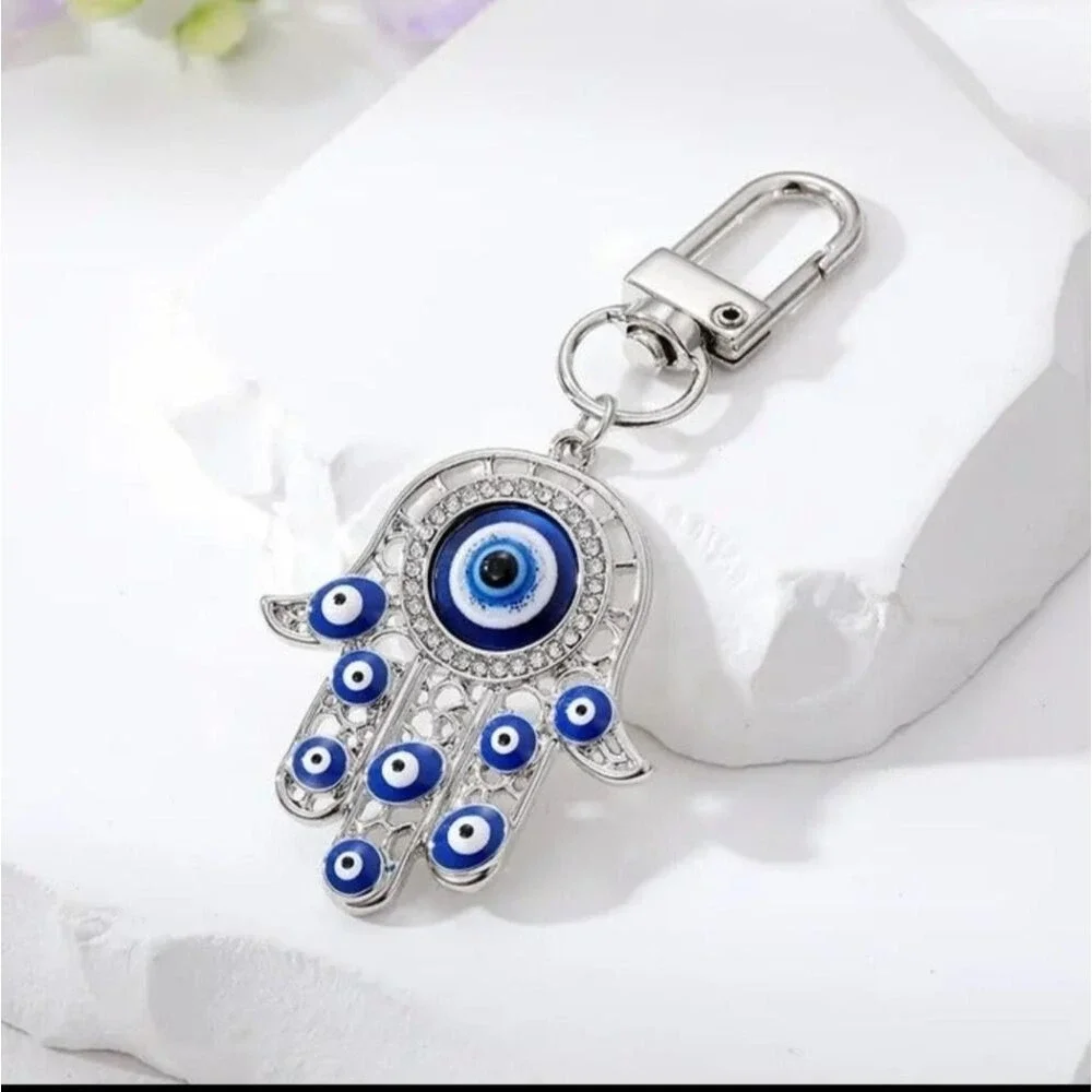 Evil Eye Bling Keychain Key Ring For Women Zircon Fatima Hand‎ - CHOOSE ONE